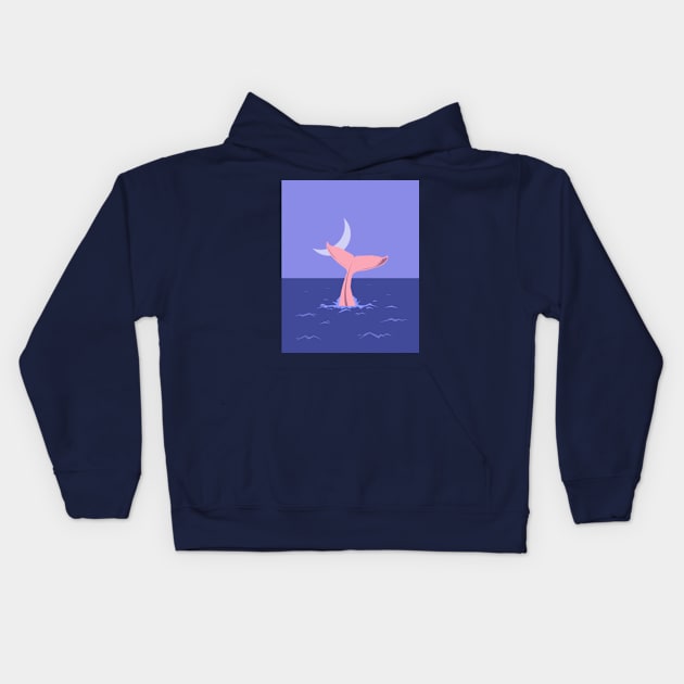 Tale of a Humpback whale's tail Illustration Kids Hoodie by lisousisa